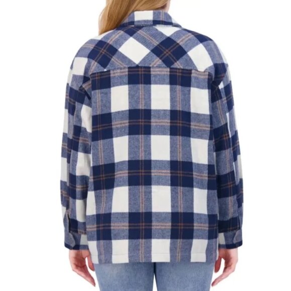 NWT HFX Women's Button Down Front Pocket Shirt Jacket Blue Size 2XL $80 EE441 - Picture 3 of 4